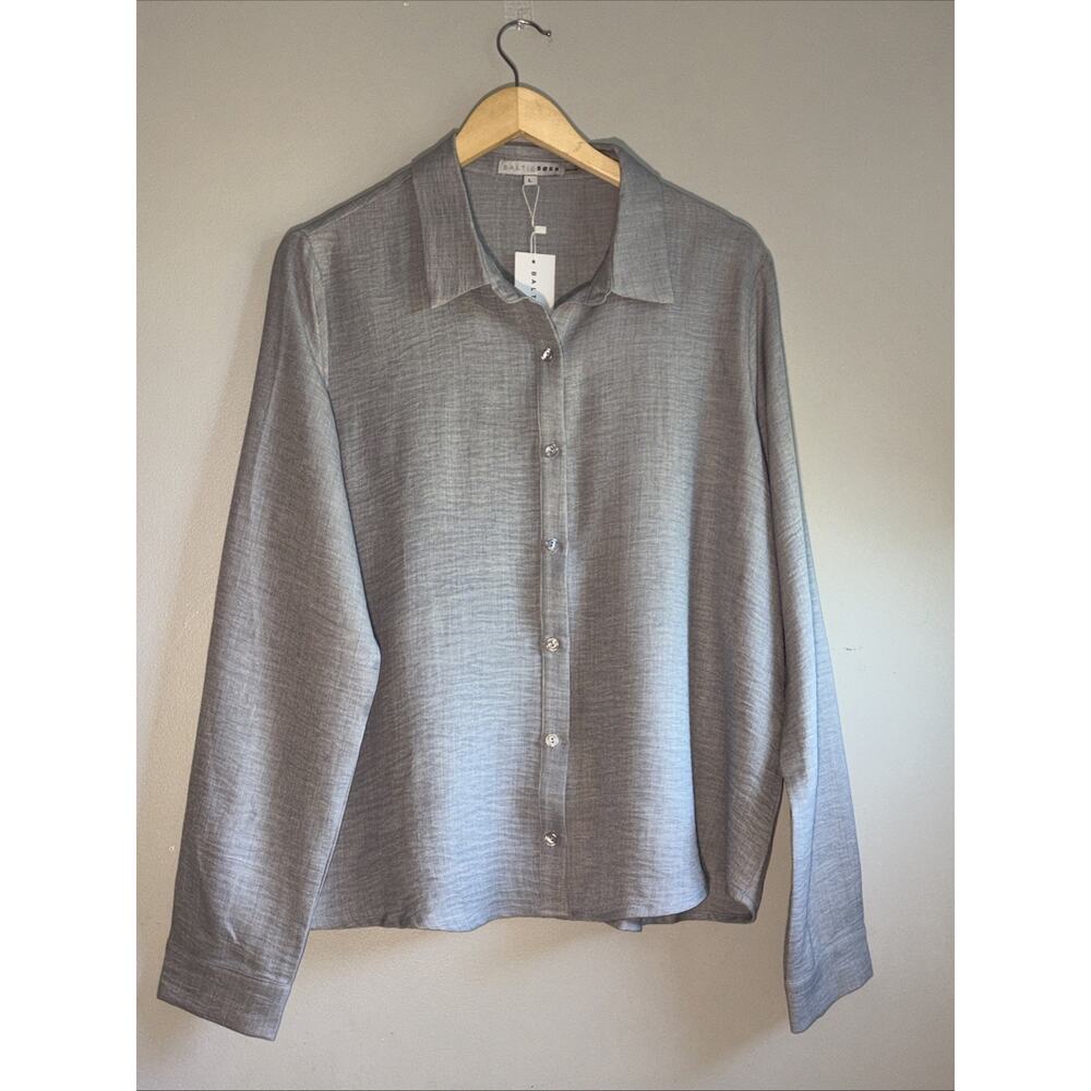 Baltic Born Collard Women’s Dress Shirt Size L Long Sleeve Light Blue